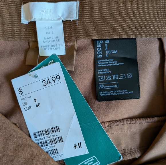H&M Tan Regular Waist Ankle Slacks – Women’s Size 8 – NWT #6 - Picture 6 of 6